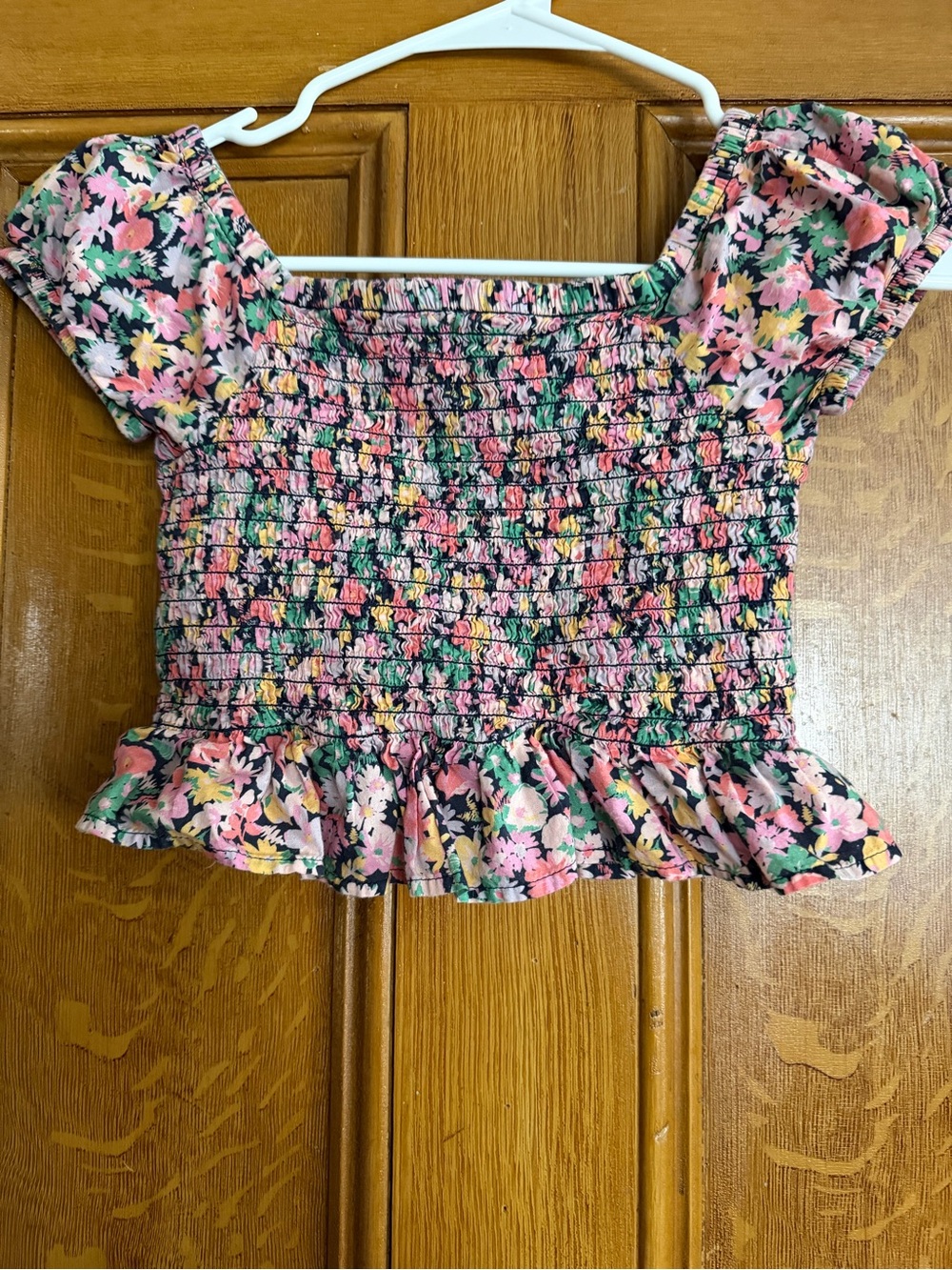 Girls Floral Smocked Cropped Too